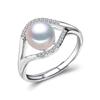Natural Freshwater Pearl Rings Women Fashion Luxury Cubic Zirconia Adjustable Ring Jewelry