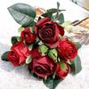 9Pcs/Bouquet Faux Flowers Realistic Beautiful Nice-looking Artificial Rose Fake Silk Flowers for Home