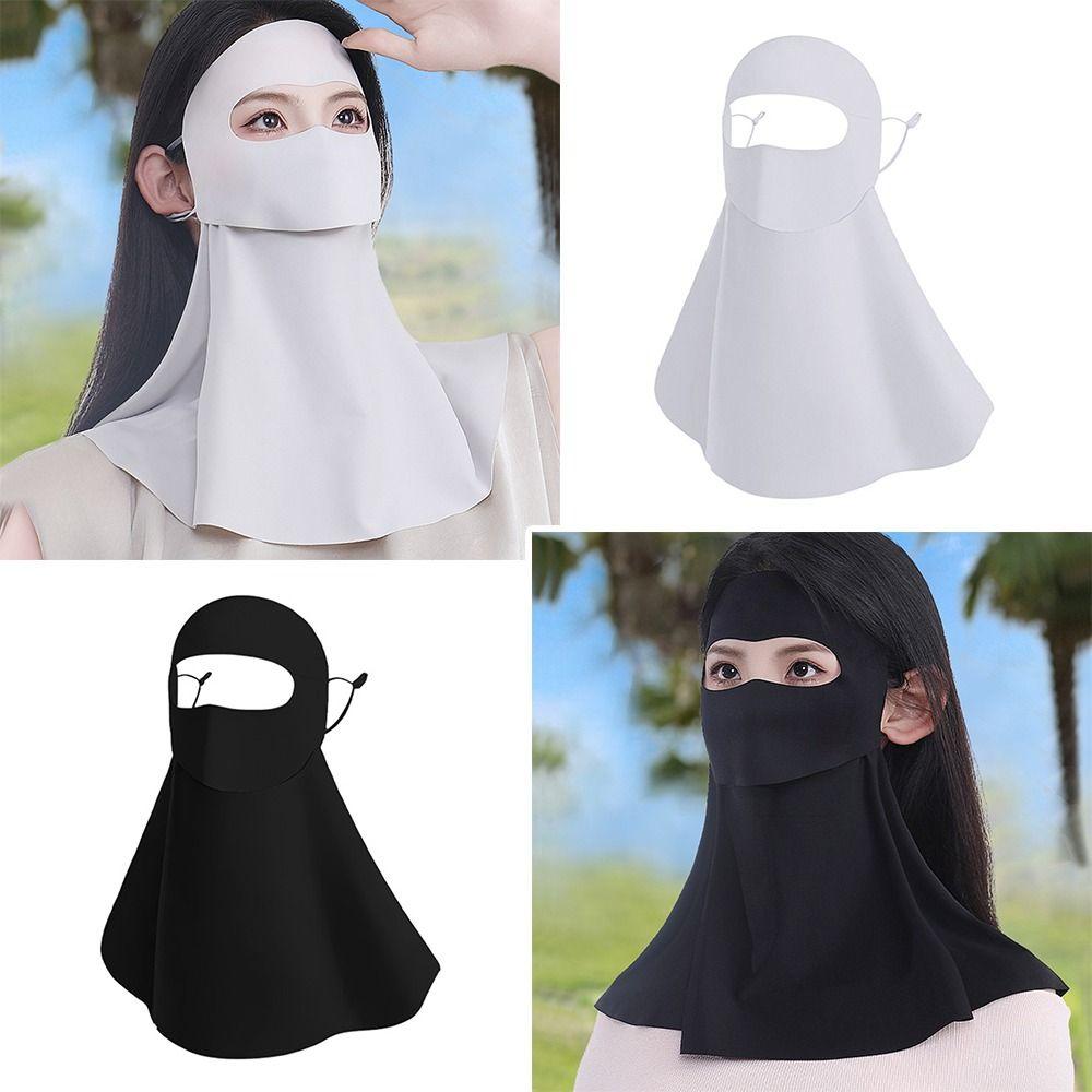 UV Protection Summer Breathable Mask Ice Silk Mask Integrated Facial Cover for Women