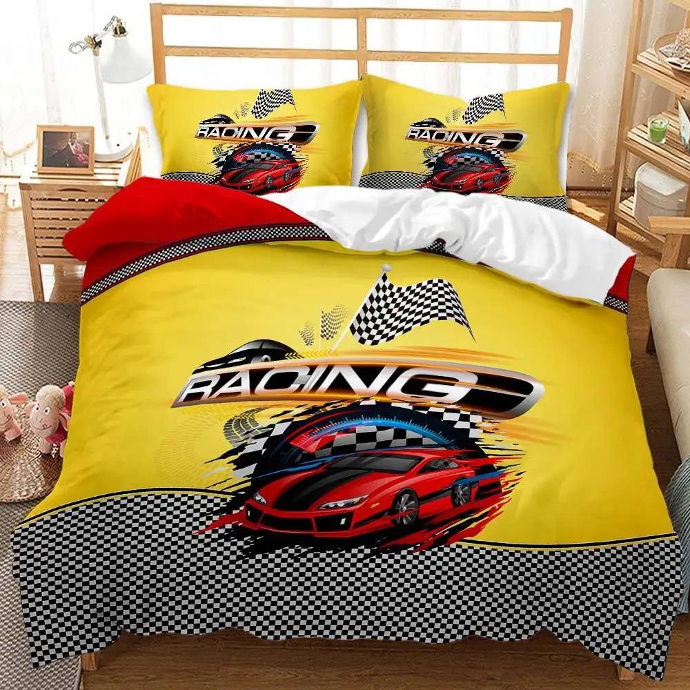 Car Race 3D Duvet Cover Set  King Queen Double Twin Single Size Bed Linen Set