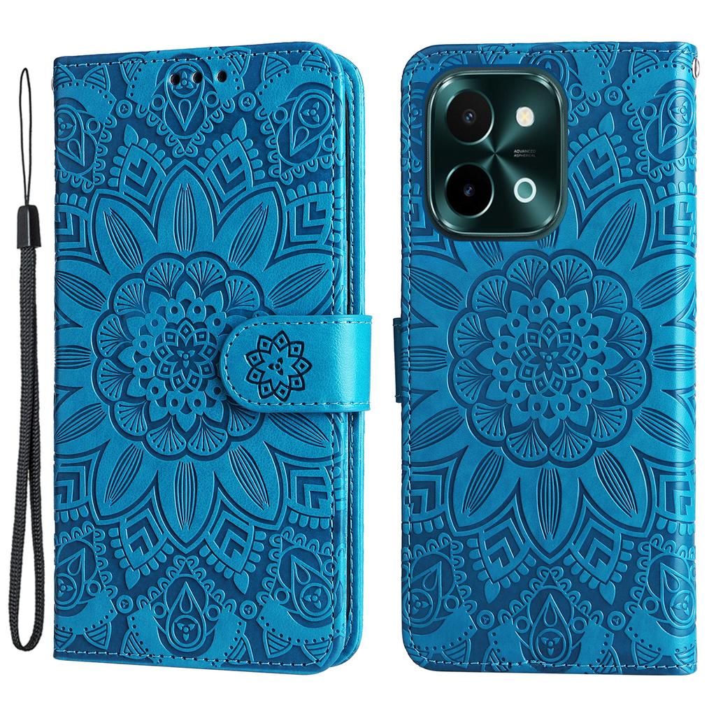 For Vivo Y28 4G/iQOO Z9x 5G Case Sunflower Leather Phone Wallet Cover