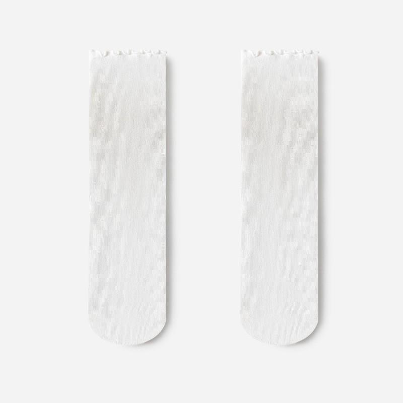 Женские летние носки из ледяного шелка с оборками – Дышащие, Удобные, с краем в виде гриба, Однотонные носки-слаучи