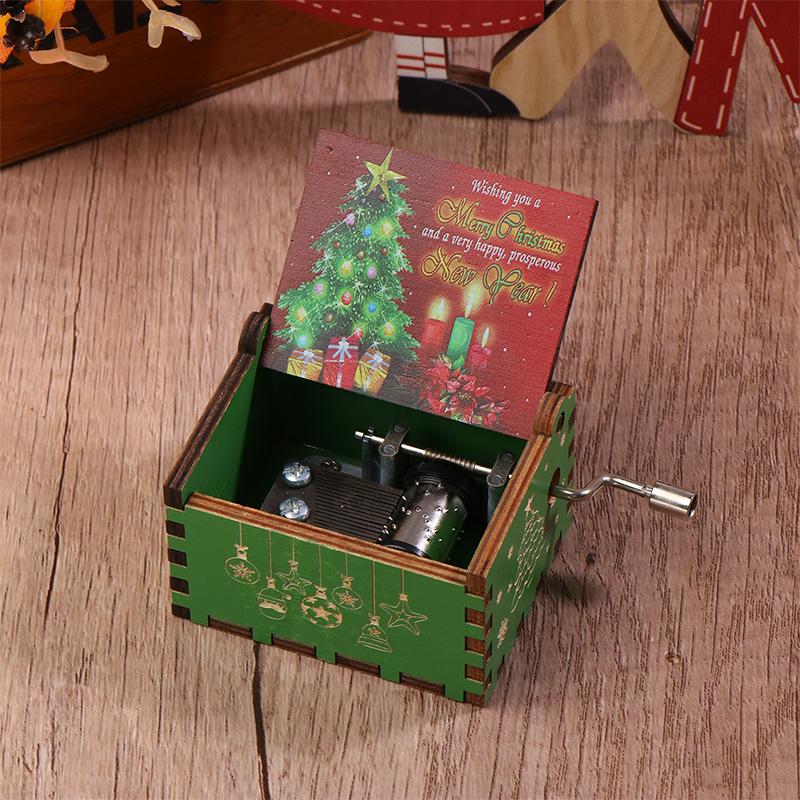 Рождественская деревянная музыкальная шкатулка с рукояткой на Хэллоуин, веселое рождественское украшение для дома, подарок на Рождество, день рождения, год