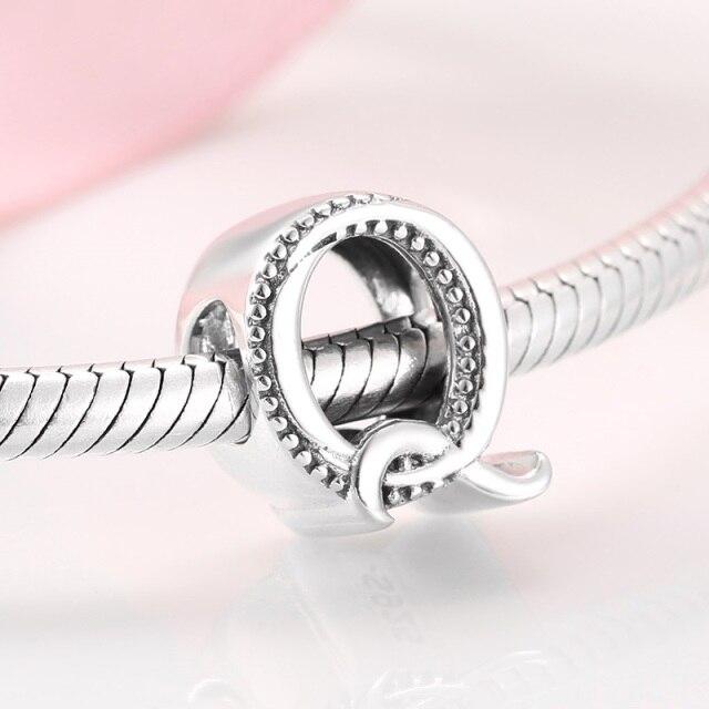 925 стерлингового серебра мода изящные буквы алфавита от A до Z бусины подходят шармы 925 браслеты браслеты ювелирные изделия своими руками