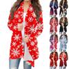 Women's Fashion Casual Christmas Print Mid-Length Cardigan Jacket