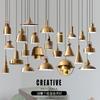 Nordic Minimalist Golden Pendant Lamp Restaurant Bar Creative Living Room Bedroom Bedside Light Led Personality Small Chandelier