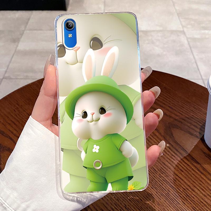 Чехол для Vivo Y91C / Y1S / Vivo 2015 / 1820 Роскошный Милый Кролик с Сердечком Смешной Рисунок Ультратонкий Тонкий Прозрачный Мягкий Чехол для Телефона