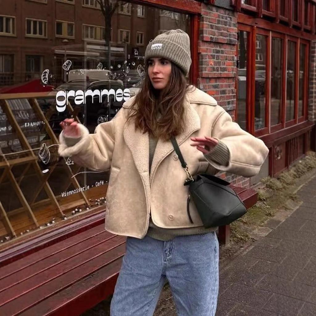 Autumn and Winter Fashion Temperament Women's Clothing One-piece Double-sided Jacket Ladies Warm Coat