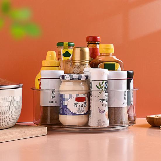 Органайзер Lazy Susan для хранения специй, вращающийся на 360 градусов, большая емкость, прозрачный поворотный столик для специй