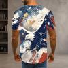 Men Plus Size Round Neck Short Sleeve Starry Sky Printed T Shirt Blue Red White Pullover Straight Hem