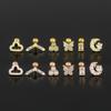 New Stainless Steel Zircon Cloud Moon Stud Earrings For Women Helix Tragus Cartilage Star Butterfly Earring Piercing Jewelry 1pc