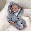 19'' 49cm Silicone Full Body Reborn Baby Doll Levi Wear Plush Romper Realistic Sleeping Newborn Dolls for Kids Toddler Finished Rebirth Doll Xmas Gift