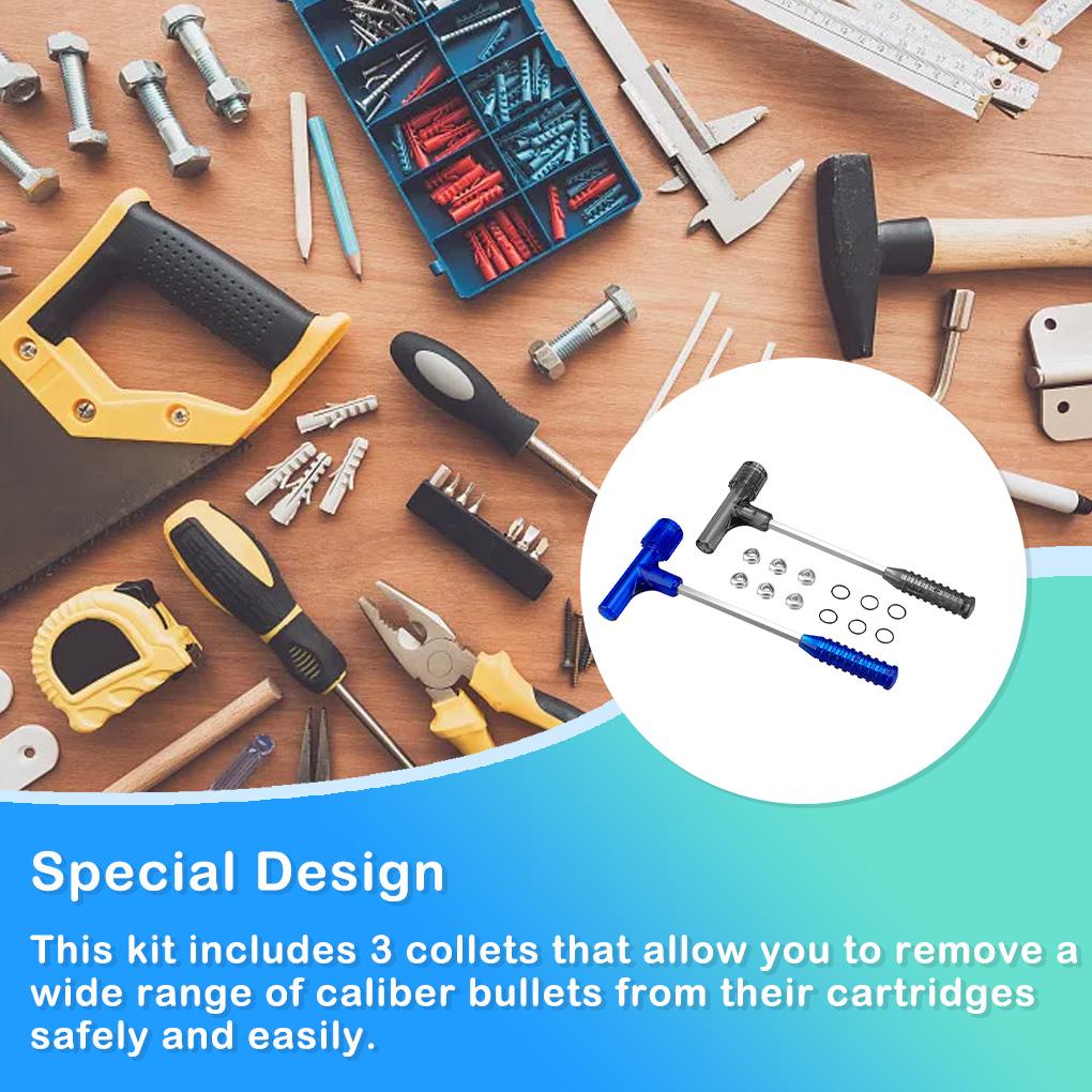 Bullet Puller Hammer with Three Sets Hand Remover Tool Practical Comfortable Grip Multi-functional Equipment Black