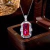 Luxury Red Corundum Pendant with High-Carbon Diamond & Blue Spinel Ring Stud Earrings Gemstone Set for Women