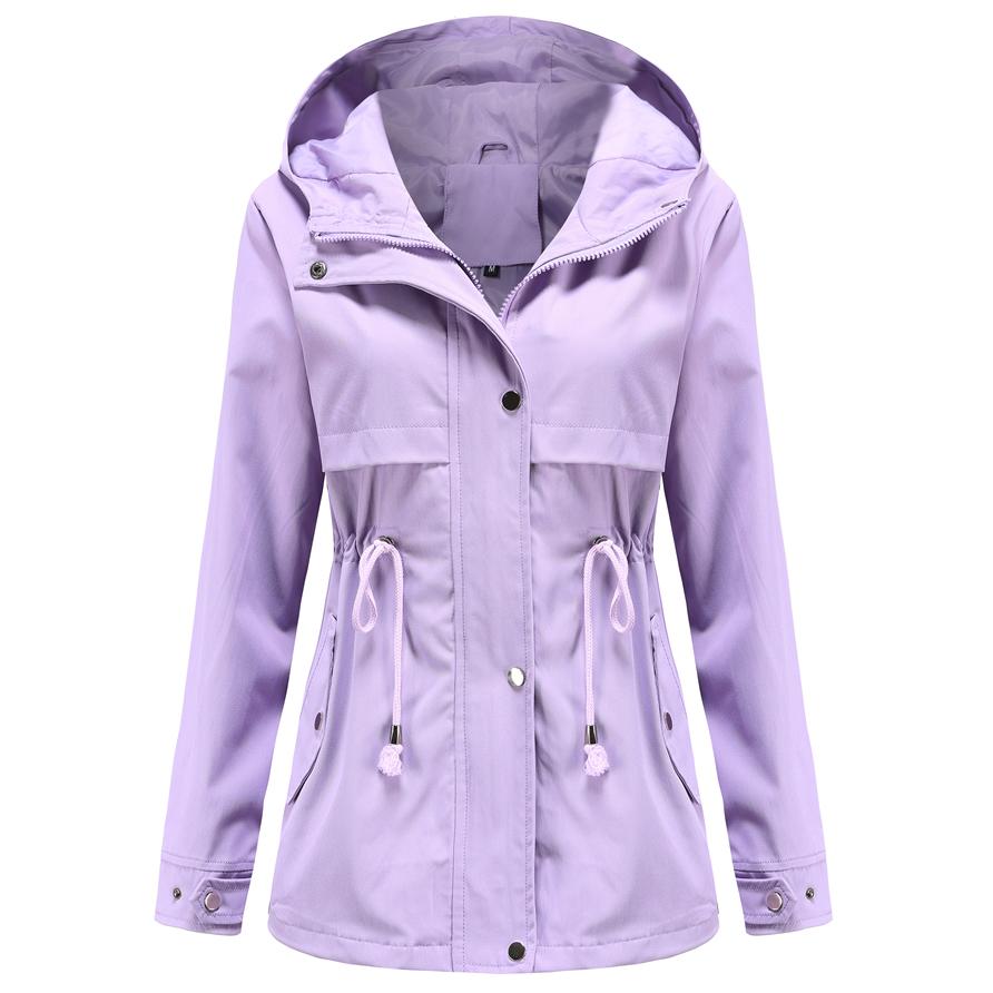 Женская водонепроницаемая куртка-тренч Для пешего туризма На открытом воздухе Ветровка Легкая классическая ветрозащитная с капюшоном Легкое непромокаемое пальто Тонкая верхняя одежда Дождевик