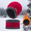 Winter Soft Thermal Beanie Hat Scarf Knitted Hat Neck Scarf Cap Balaclava