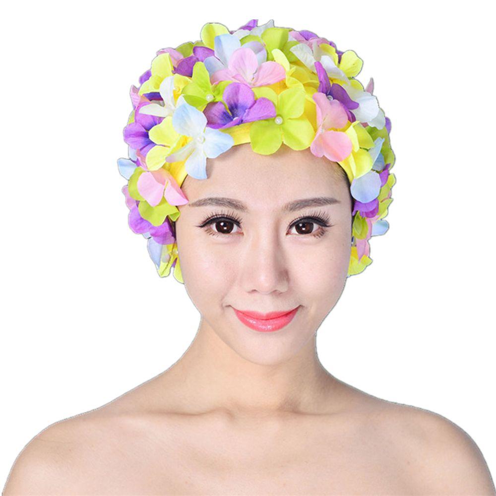 Длинные волосы Свободный размер Винтажный стиль Пляжная шапочка для плавания Шапочка для плавания Цветочная шапочка для плавания Шапочка для плавания