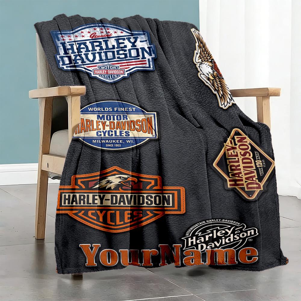 Harley-davidson Motorcycles Customize Your Name Blanket Gift Personalized Blanket Ultra-Soft Great for Bed Couch Picnics Living Room