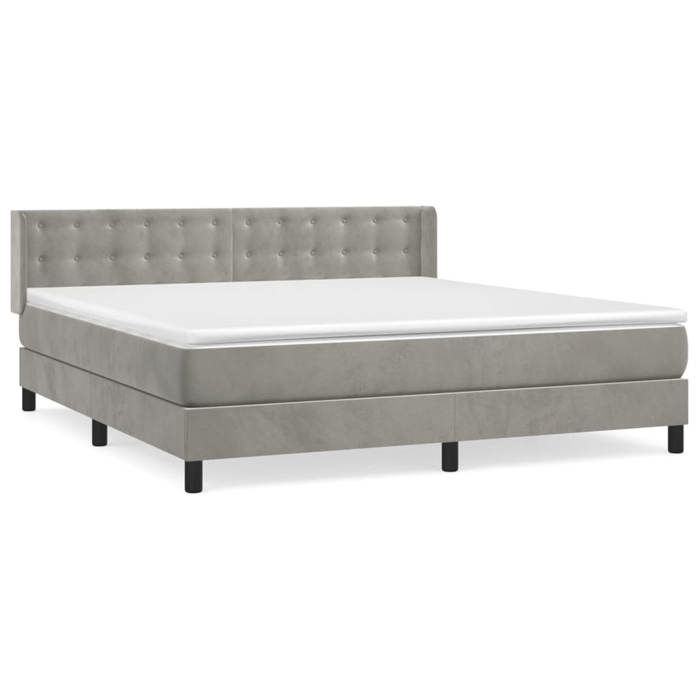 Maison Exclusive - Sommier à lattes de lit et matelas Gris clair 160x200cm Velours