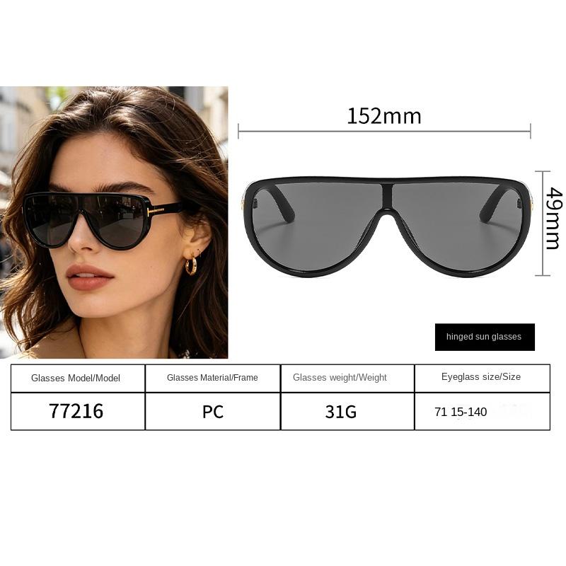 Oversized One‑Piece Pilot Shield Sunglasses Men's and Women's Metal Decor Gradient Lens UV Protection Driving Beach Party Vacation Fashion Sun Glasses