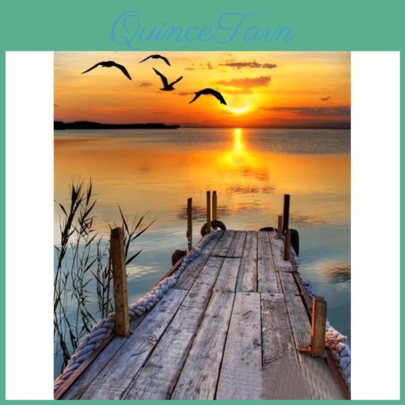 Painting 5d Sunset Diamond Diy And Broken Bridge Embroidery Cross Stitch Home Decor Handmade Gift