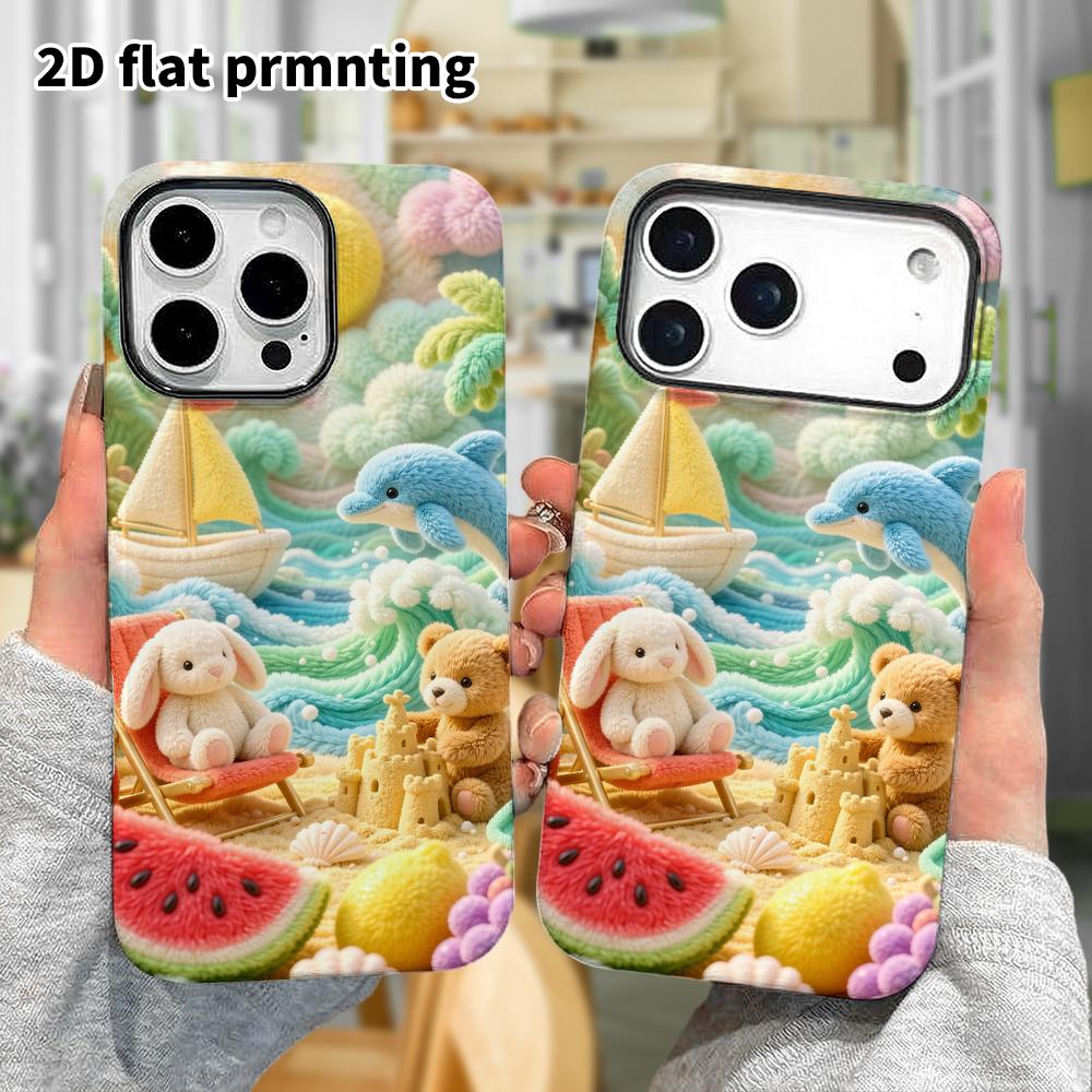 Phone case: 2D flat, suitable for iPhone 18, 17, 16, 15, 14, 13, 12 Pro protective cases, summer beach paradise, perfect holiday gift for Christmas an