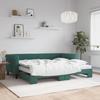 VidaXL Daybed with Trundle and Mattress Dark Green 90x200cm Velvet 3197797
