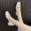 High Heels Women's 2025 New Chinese Pearl Chain Antique Mary Jane Shoes Square Head Light Mouth Thick Heel Single Shoes Women