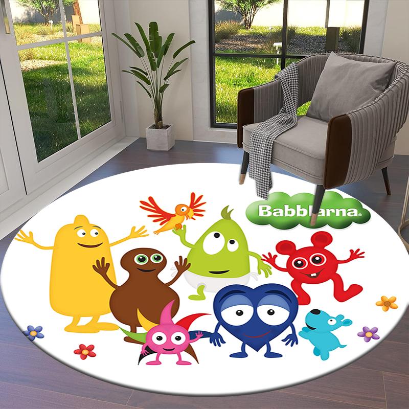 Babblarna Round Area Rug,Carpet Rug for Living Room Bedroom Sofa Playroom Decor,Non-slip Floor Mat50