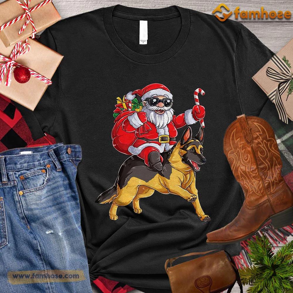 Funny Christmas Dog Santa Claus Riding Dog T Shirt Full Size S-5XL Unisex T-Shirt