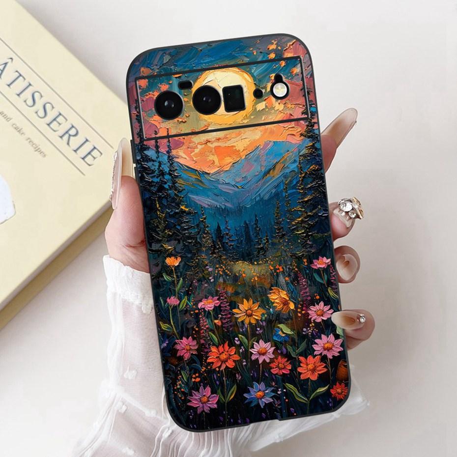 Fashion Painting Phone Case For Google Pixel 6 Pro 6a Black Silicone Soft Cover For Google Pixel6 Pixel6a 6Pro Cases Bumpers