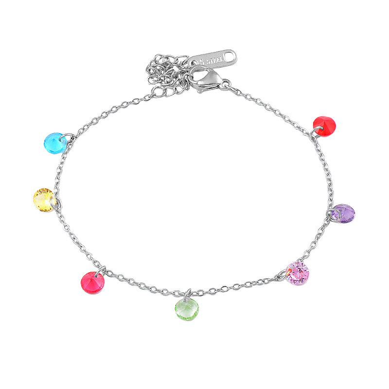 Браслет из титана и титановой стали с кристаллами цвета капли воды