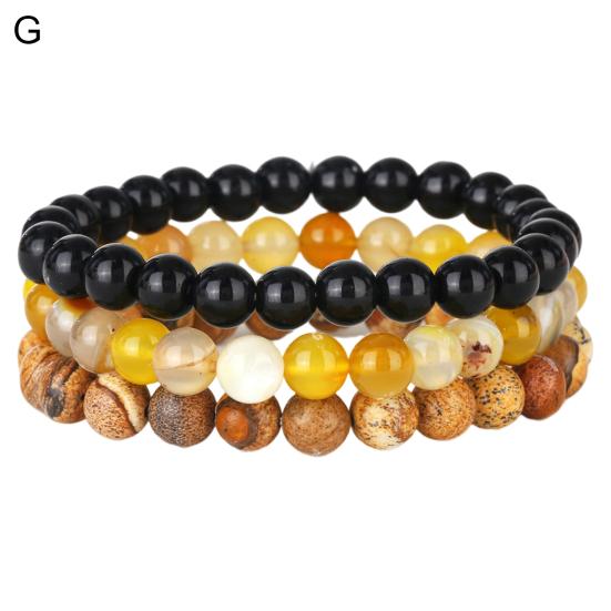 3 шт./компл. каменный браслет три в одном очаровательная эластичная веревка натуральный синий золотой тигровый глаз агат камень