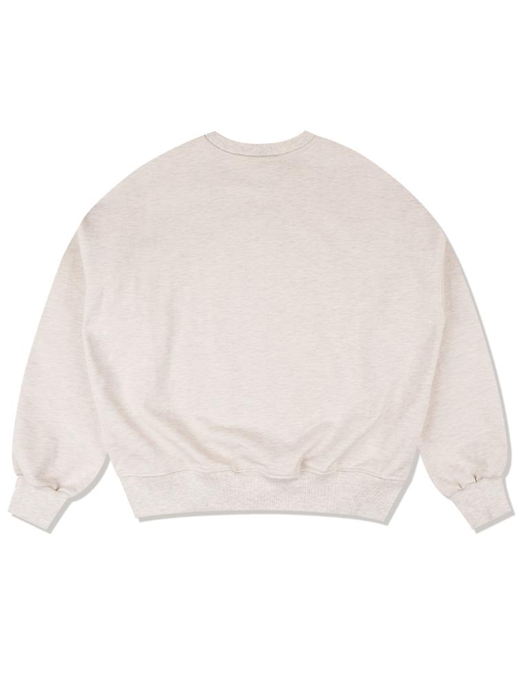 LA MAISON STUDIO Women'S Cute Bear Friends Embossed Logo Crop Sweatshirt Oatmeal (Fce1Ts308W)