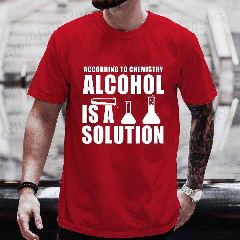 Funny Chemistry Nerd Science Alcohol Solution T-Shirt Tops Tees for Unisex Casual T Shirts Fashion Summer Tshirts Top Teacher Gifts