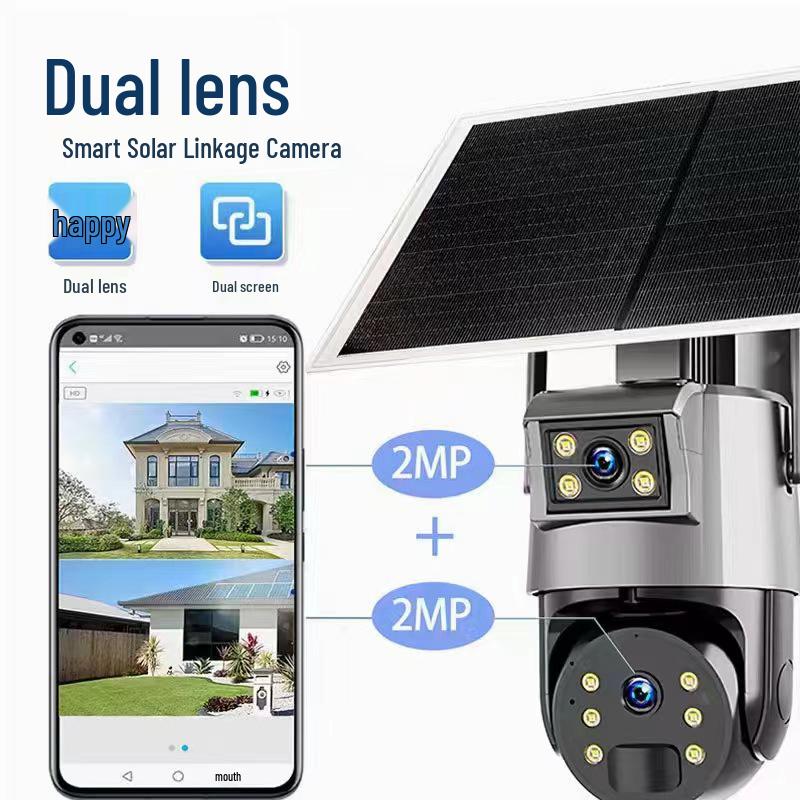 Dual Lens Solar-Powered 360° HD Panoramic Outdoor Monitor with Mobile Remote