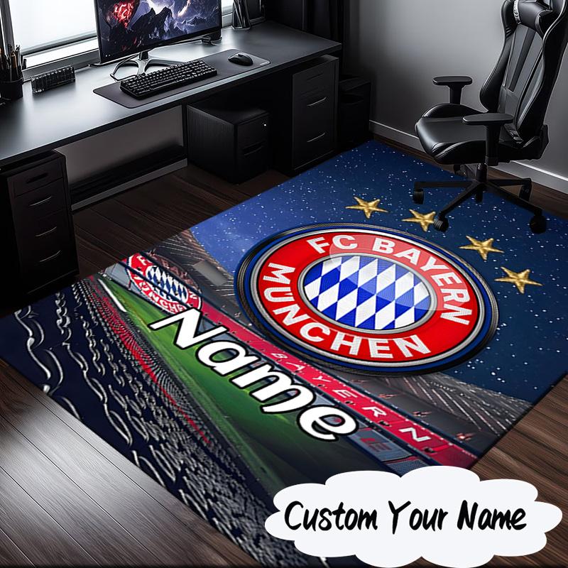Custom Name Bayern Munich Fan Gear Rug for Living Room, Game Rooms, Office, Bedroom, Floor Mat Playful Design, fan gifts Christmas decor