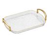 Transparent Clear Luxury Tray Gold Rim Dining Tea Serving Platter Decorative Tray  Home Decor