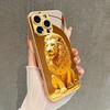 Модный стеклянный чехол для телефона с дизайном золотого льва для iPhone17 16 Pro Max 16 15 Pro 14 Plus 13 Pro Max 12 11 Pro Элегантный чехол