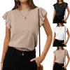 Женский деловой повседневный нарядный топ с оборками и коротким рукавом, свободные футболки с круглым вырезом, летние блузки