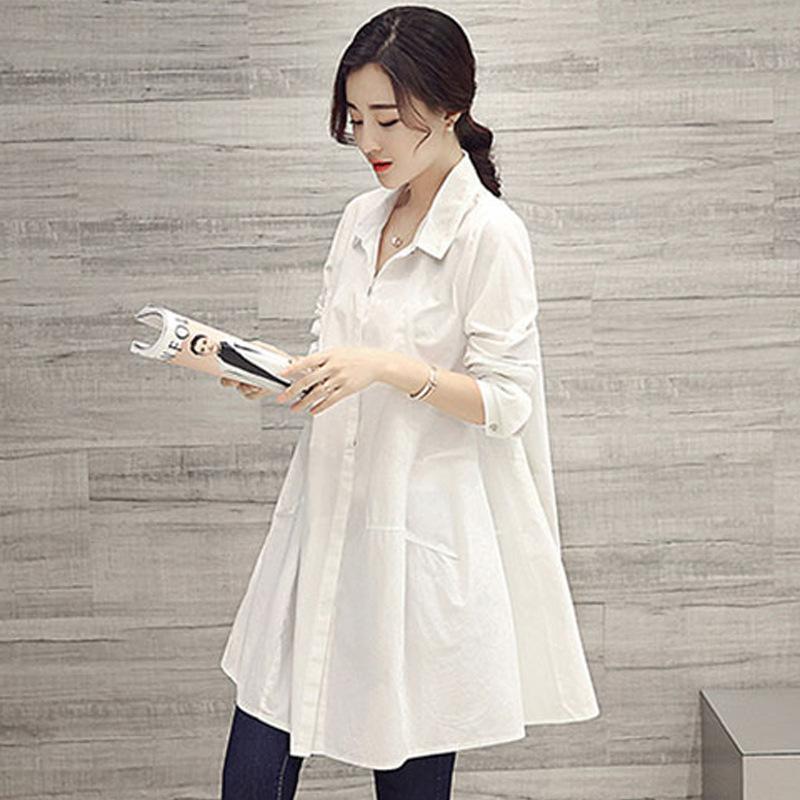 Весенне-осенняя женская рубашка большого размера, свободная модная универсальная блузка с длинными рукавами