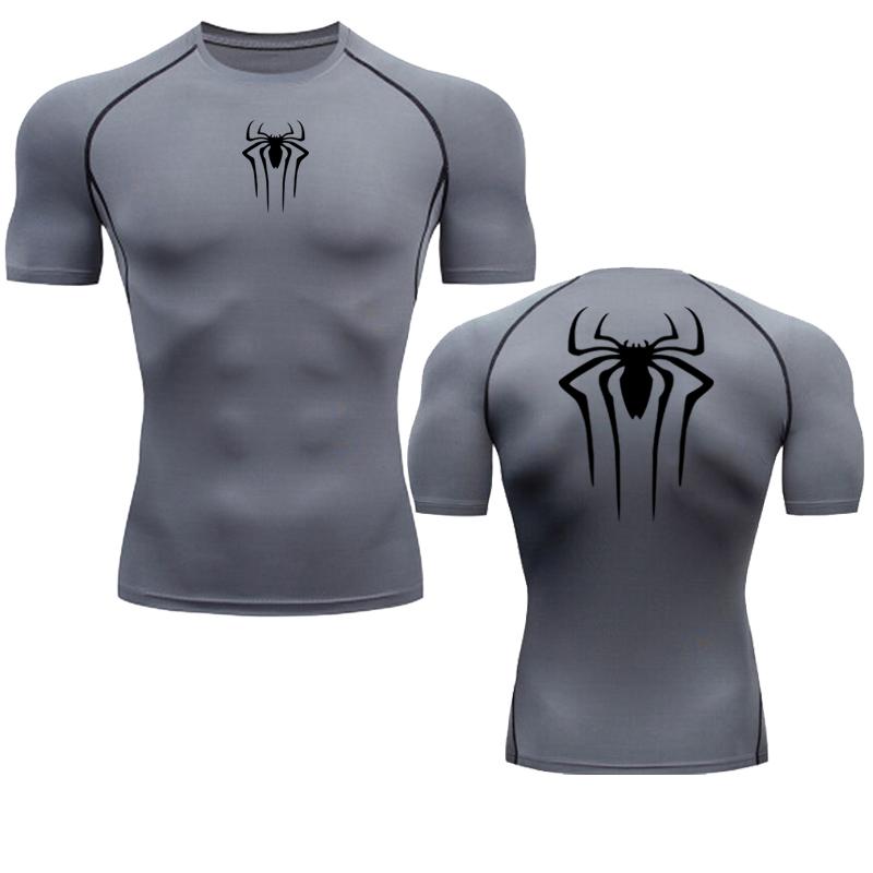 Printed Men's Athletic Compression Shirts Athletic Quick Dry Breathable Rash Guard Athletic Tight Workout Tops Summer Men