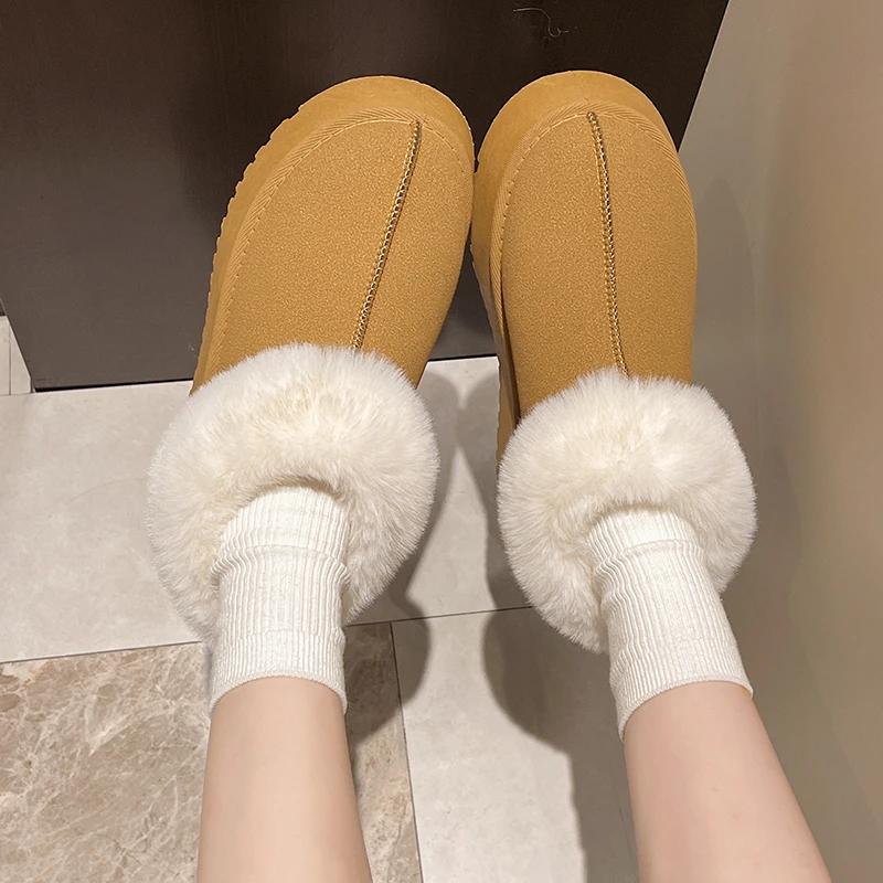 2024 Осень и Зима Новые Теплые Ботинки Женские Зимние Плоские Ботинки Плюшевые Повседневные Ботильоны Теплые Снежные Ботинки