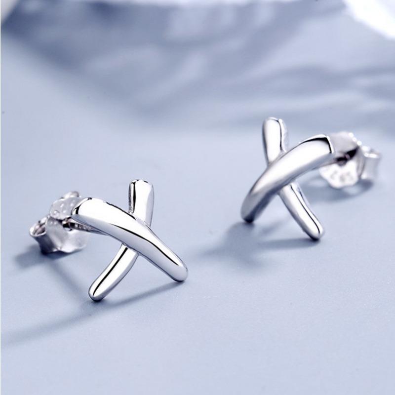 Серьги-буквы алфавита из стерлингового серебра S925 Personality X, модные универсальные серьги-ювелирные изделия для пары из серебра с геометрическим узором