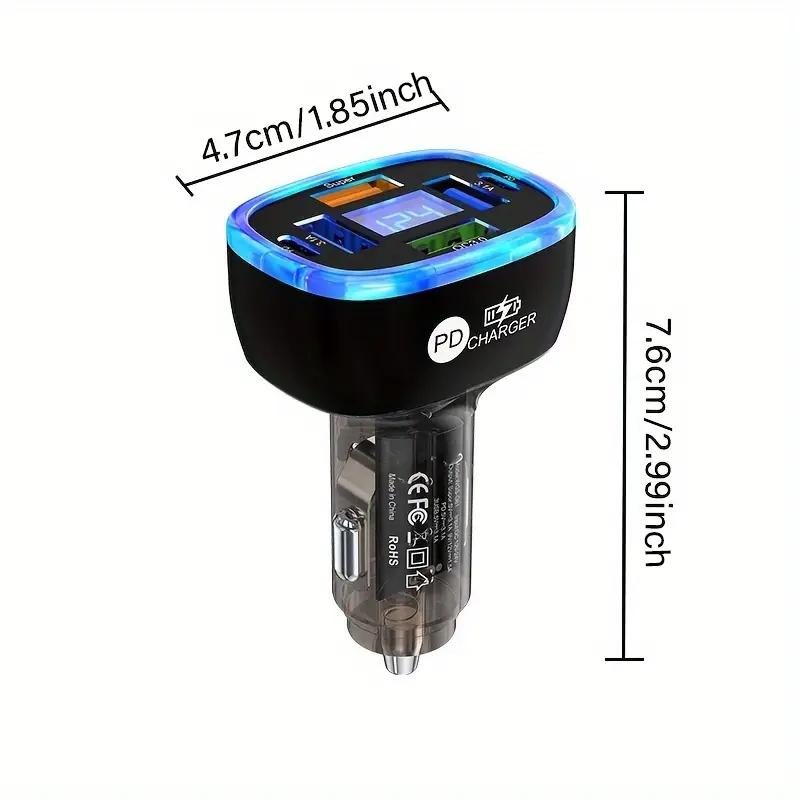 Автомобильное зарядное устройство для прикуривателя USB PD зарядное устройство 6-портовый автомобильный адаптер подходит для iPhone 15 14 Samsung S24 2024 iPad Pro MacBook Pro