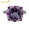 925 Sterling Silver 9*9MM Natual Amethyst Rings for Women Engagement Cocktail Party Fine Jewelry Gift