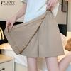 Womens Summer Casual Solid Color Loose Shorts Culottes