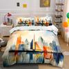Abstract Sailboat Cityscape Bedding Duvet Cover Set Duvet Cover Pillowcases  (1*Duvet Cover 2*Pillowcases, without duvet insert)
