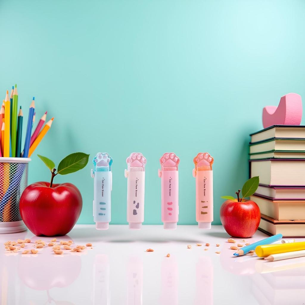 1Pc Cat Paw Shaped Retractable Erasers, Traceless Useful Push-Pull Cat Paw Rubbing Eraser Cute Rubber for Kids, Push-Pull Rubber Eraser for Students