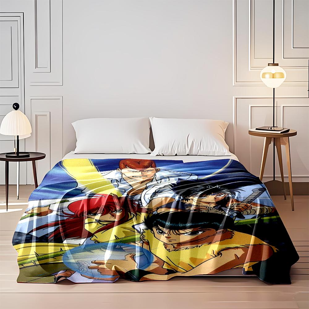Anime Team with Powers and Weapons Design Flannel blanket for bedroom, living room, sofa, and nap sofas.